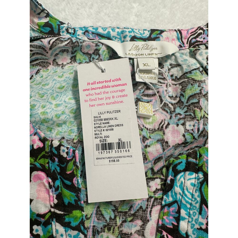 NWT Lilly Pulitzer  Norella Flutter Sleeve Linen Dress 100% Linen Size XL - Picture 8 of 9